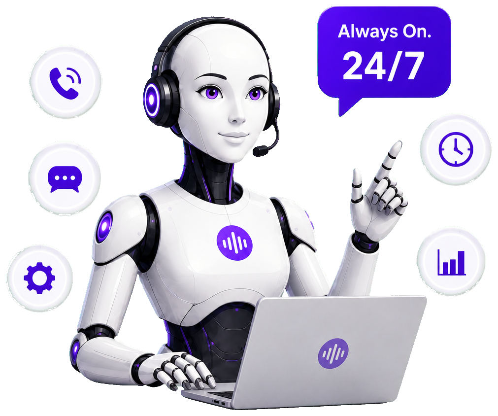 AI Receptionist bot speaking with headset