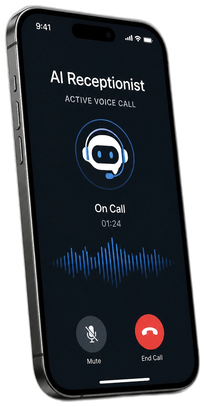 AI Receptionist active voice call on mobile